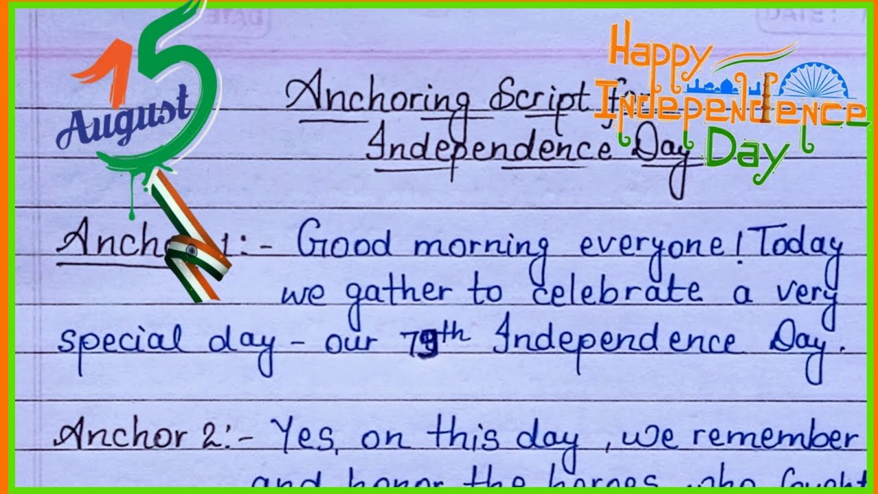 79th Independence Day//anchoring script for independence day for 2 anchors // Anchor 1 and Anchor 2