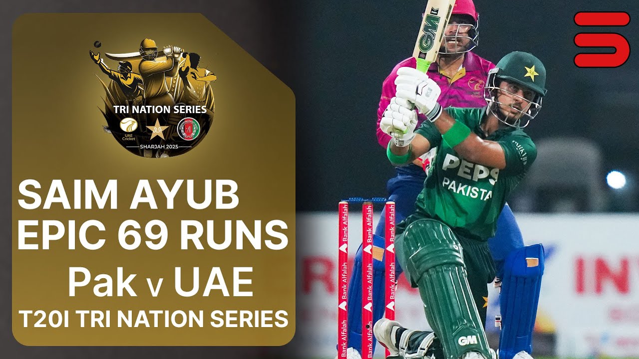 Saim Ayub Scores 6️⃣9️⃣ Runs | UAE vs Pakistan | T20I Tri Nation Series 2025 | Match 2 | ECB | M3Q1K