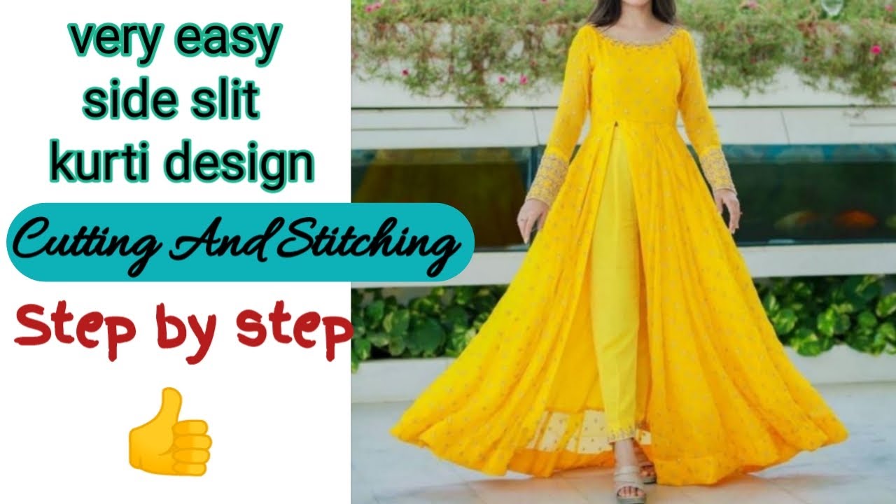 Side slit frock/kurti design cutting and stitching/New/trendy anarkali frock/Open slits kurti Diy