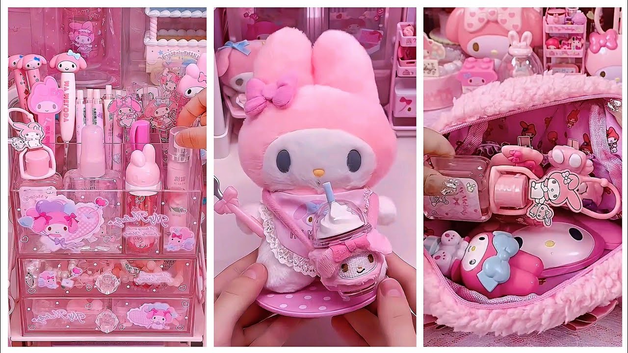 My Melody desk Makeover 💕Sanrio Crafts 💕pink Stationery haul    #cindyasmr