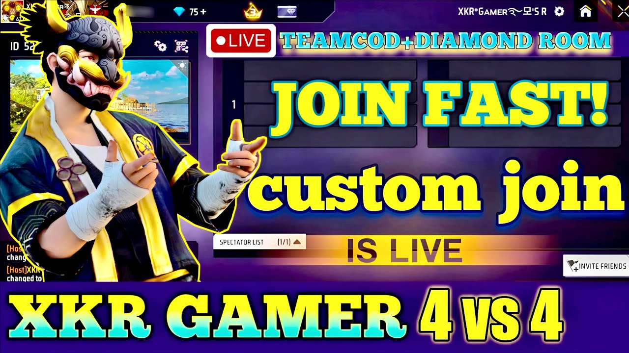 FREE FIRE CUSTOM LIVE 🔴 | CS 4v4 & 6v6 | CS RANKED FEEL  | FULL RUSH | XKR Gamer