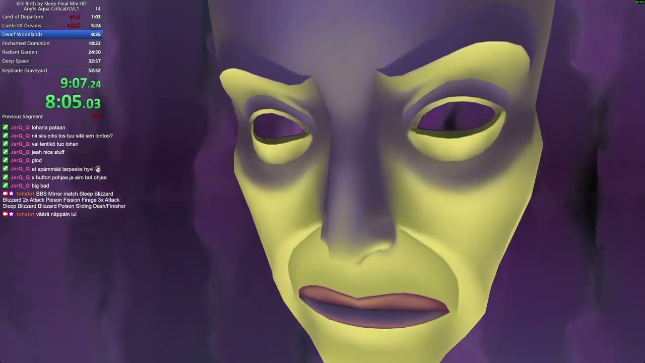 Kingdom Hearts Birth By Sleep Final Mix HD Any% Aqua Critical/LVL1 Speedrun in 52:42 IGT / 57:50 RTA