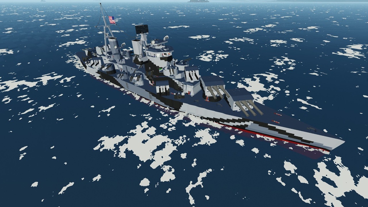 Stormworks, Baltimore Class Heavy Cruiser vs AI navy.
