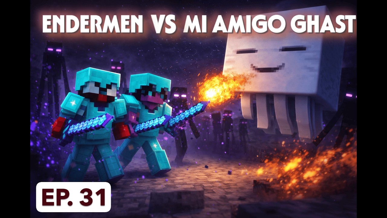 🏹🔥 CAZANDO ENDERMANS CON UN GHAST ÉPICO 😱💎|CRONICAS DE 2 NOOBS EP.31