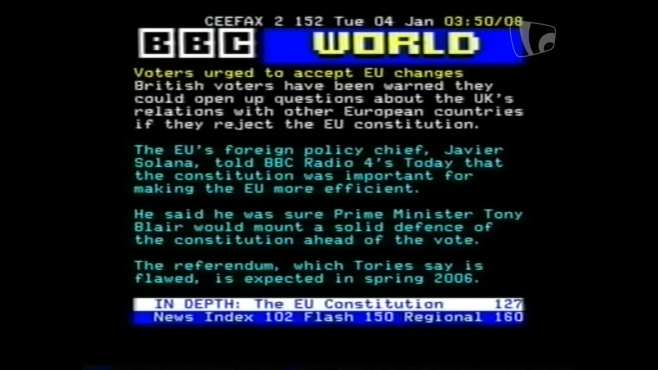 BBC Two continuity and Pages from Ceefax (4th January 2005)