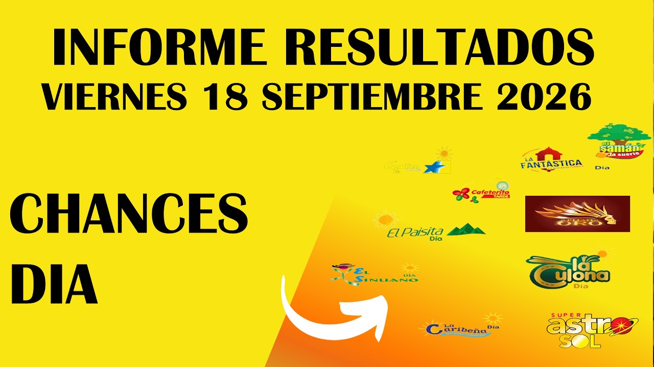 Resultados CHANCES DIA de VIERNES 18 SEPTIEMBRE 2026 ASTRO SOL DE HOY LOTERIAS DE HOY RESULTADOS DIA