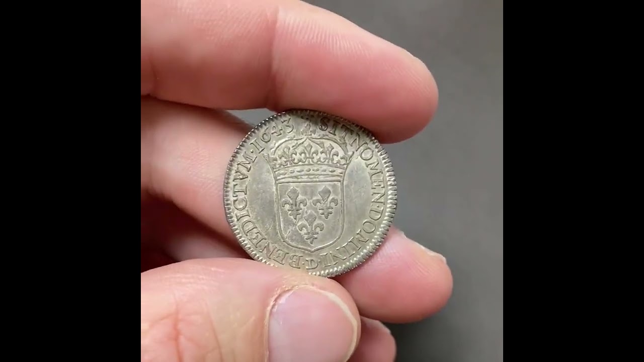 Quart d'&eacute;cu en argent de Louis XIII 1643 Lyon