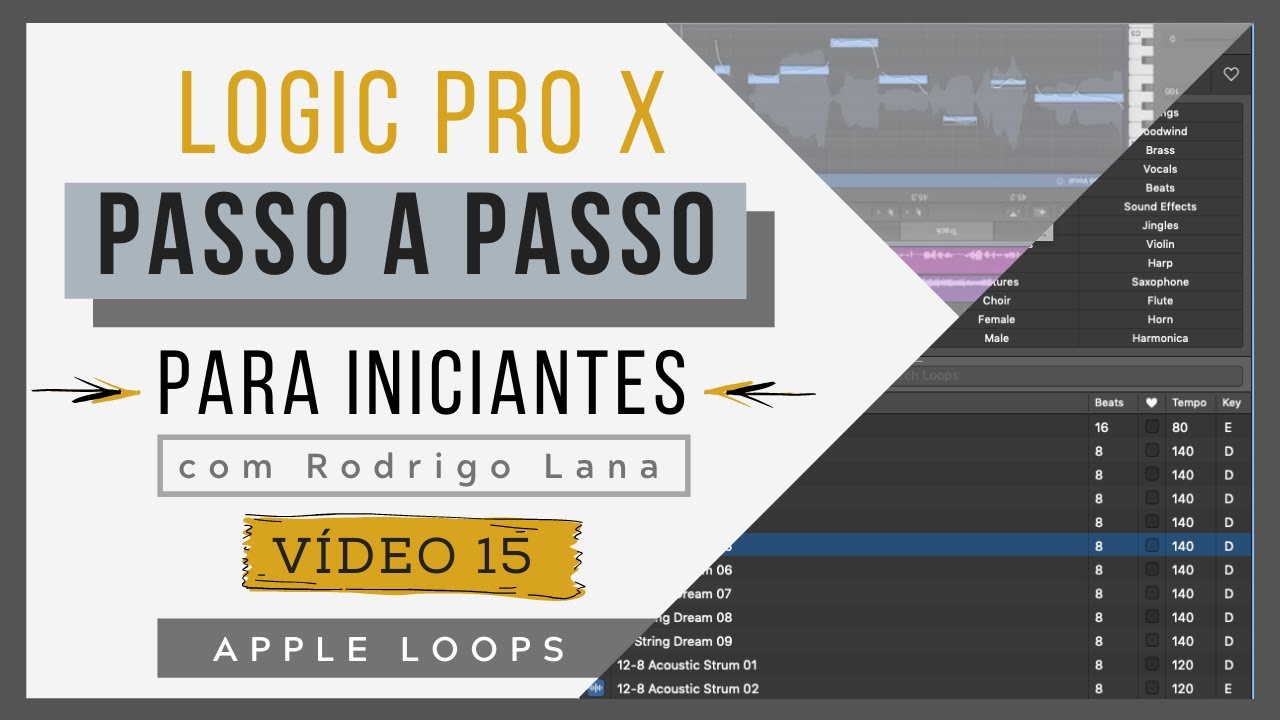 (vídeo 15) Crie com Apple Loops | Curso de Logic Pro X para iniciantes |# 107