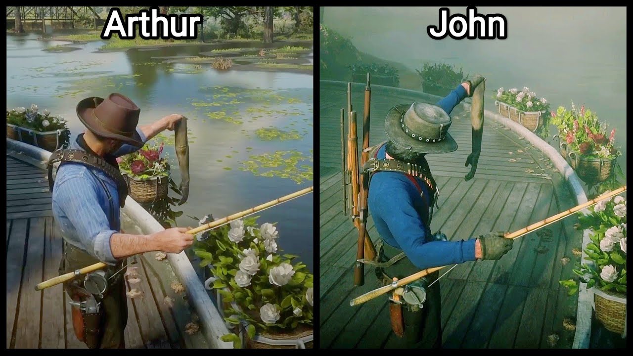 Arthur Vs John's Reaction To Jean Marc's Arm While Fishing (Alternate Dialogue) - RDR2