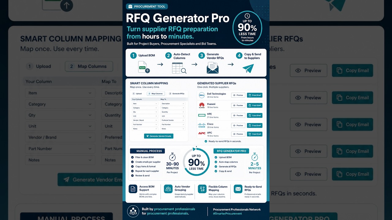 RFQ Generator Pro Demo | From BOM to Supplier RFQs in Under 5 Minutes