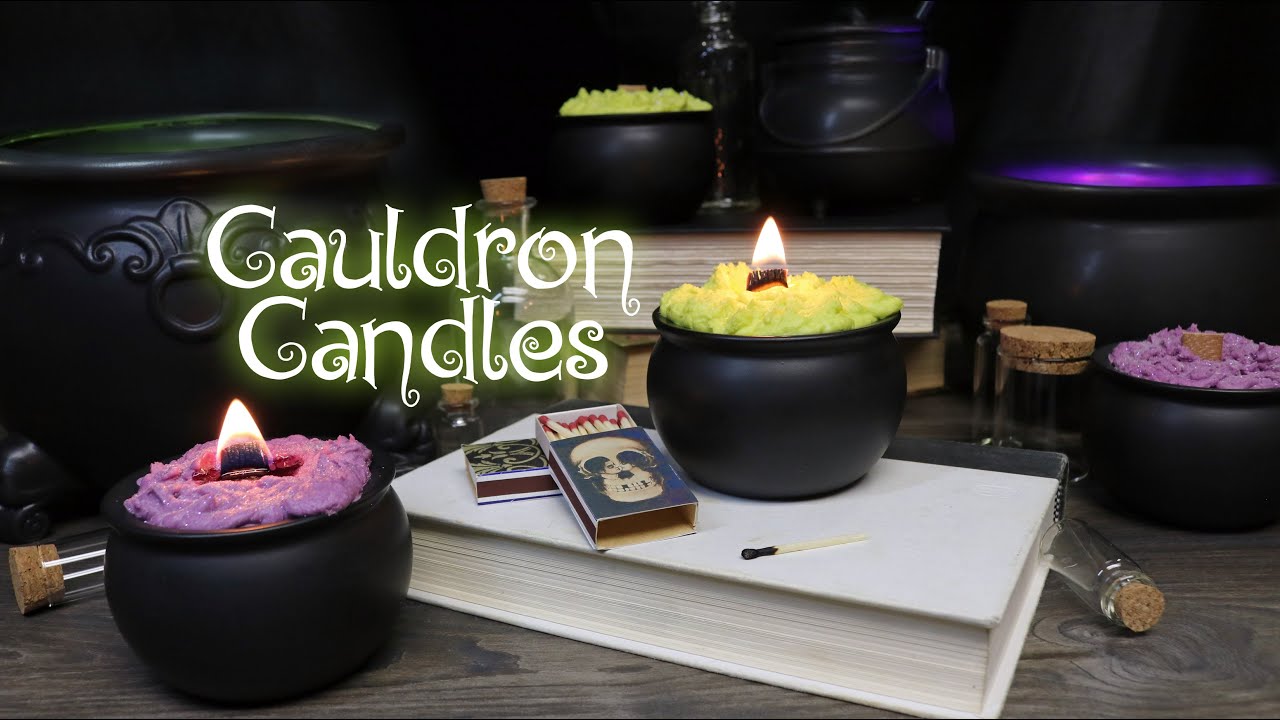 DIY Cauldron Candles : Halloween Candles : Wood Wick Candles : Potion Cauldron Prop