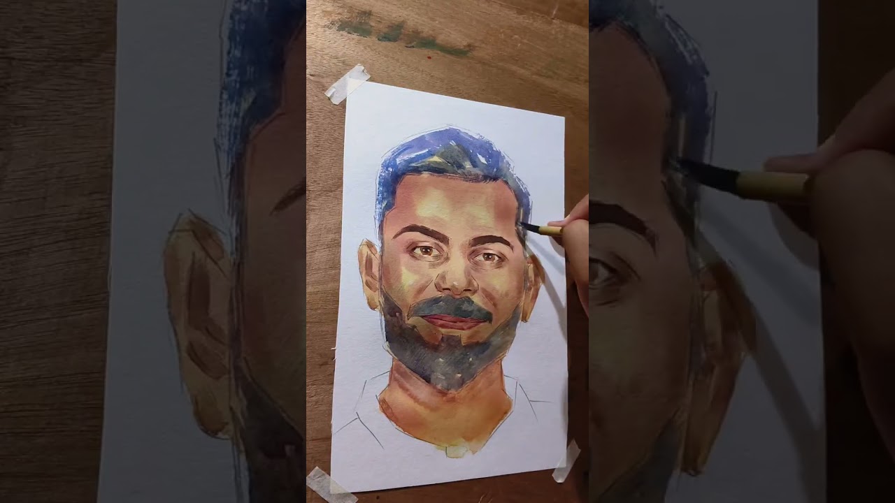 Virat Kohli drawing # watercolour painting 