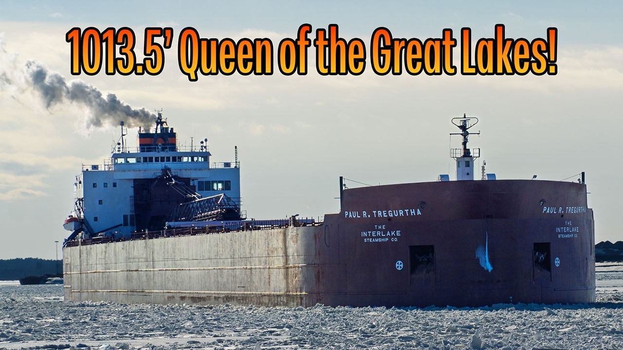 The Paul R. Tregurtha making their way through the ice to the Soo Locks at West Pier!