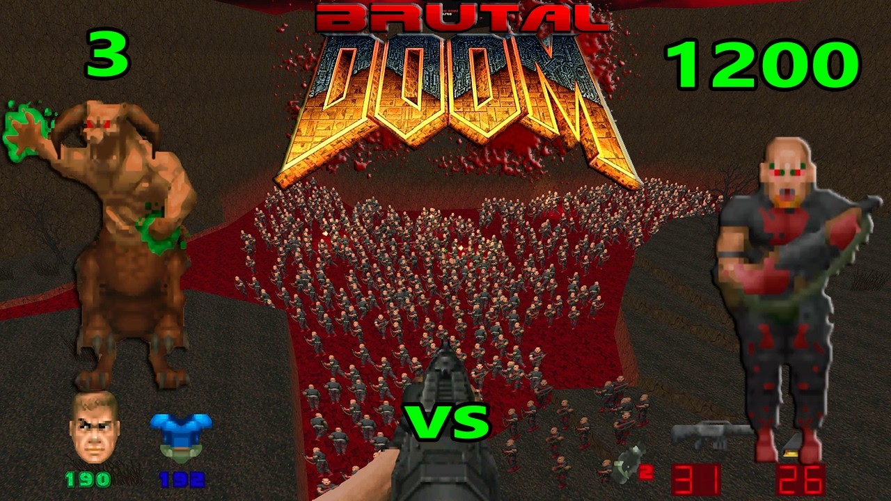 BRUTAL DOOM MONSTER BATTLE SHOTGUNERS VS BELPHEGORS CYBERDEMON SPIDERMASTERMIND