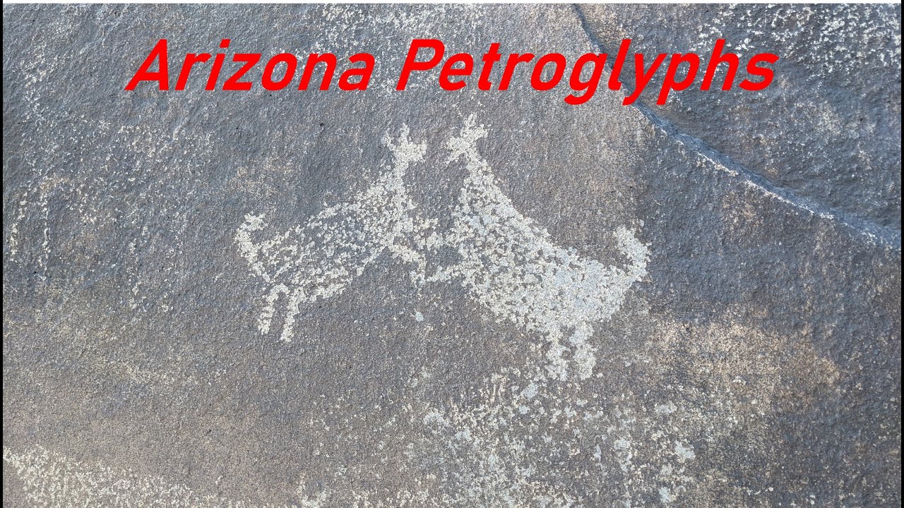 Petroglyphs and geoglyphs along a riverbed in Southern Arizona
