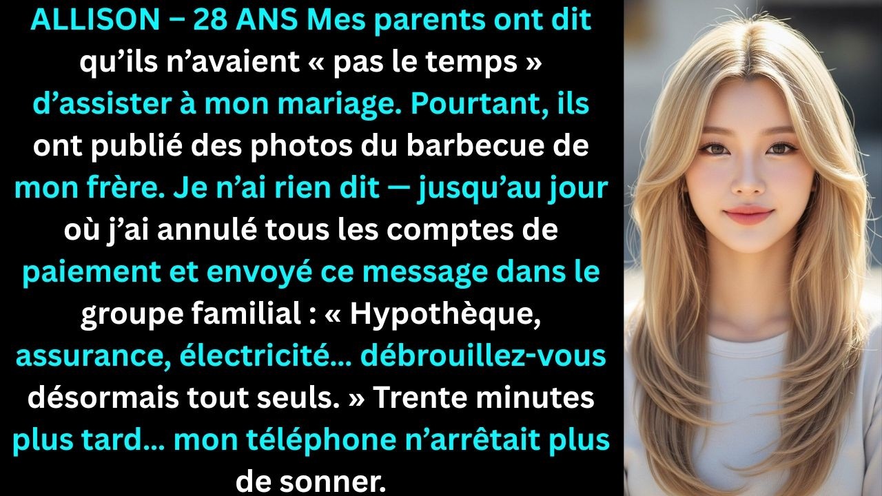 « Mes parents n’avaient pas temps pour mon mariage, mais pour le barbecue de mon frère. »