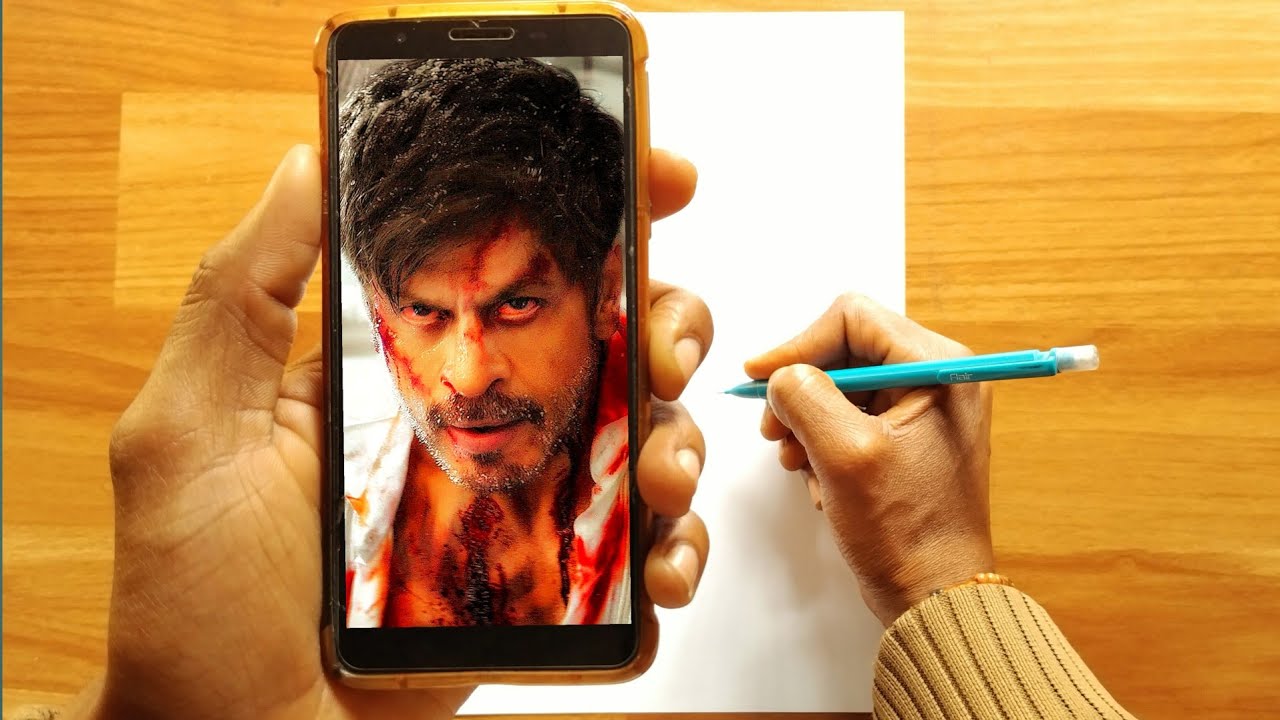 Shah Rukh Khan drawing from King movie,  Step by step,  Outline Tutorial 