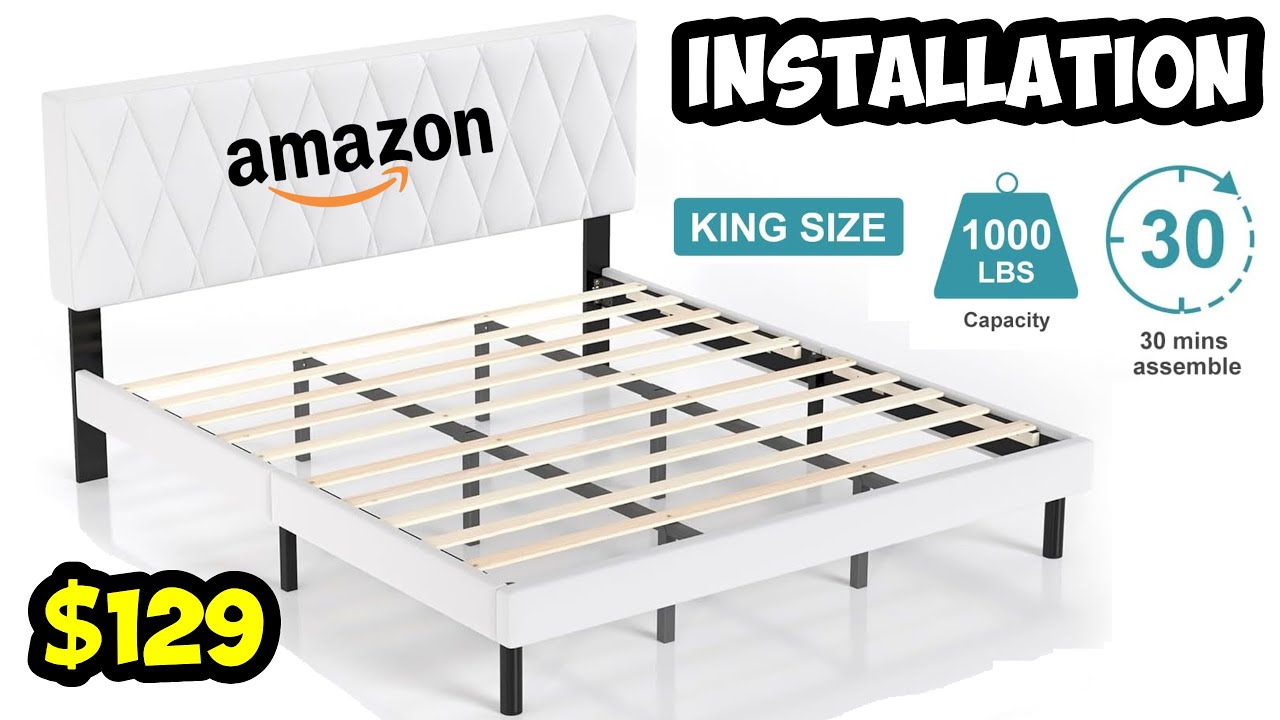 Amazon King Size Bed Frame Assembly Installation step-by-step