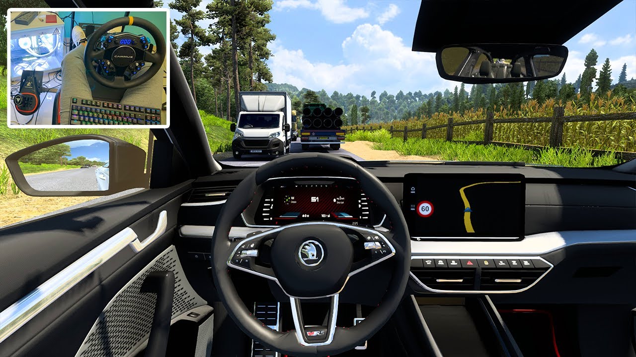 Skoda Octivia RS through Narrow Roads - Euro Truck Simulator 2 | Steering Wheel Gameplay