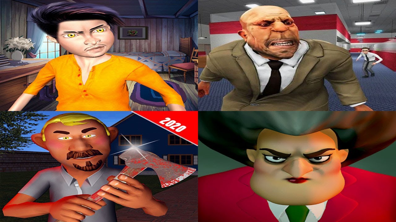 Scary Teacher 3D vs Scary Office Boss 3D vs Scary Brother 3D vs Scary Neighbor Stealth Horror