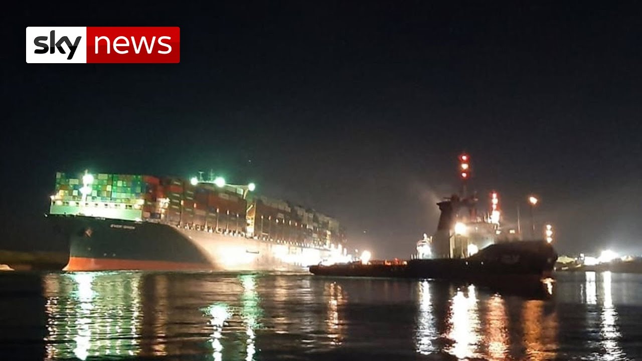 Suez Canal ship 'partially refloated'