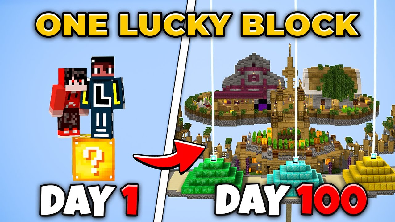We Survived 100 Days on ONE LUCKY BLOCK in Survival Minecraft! (Hindi)