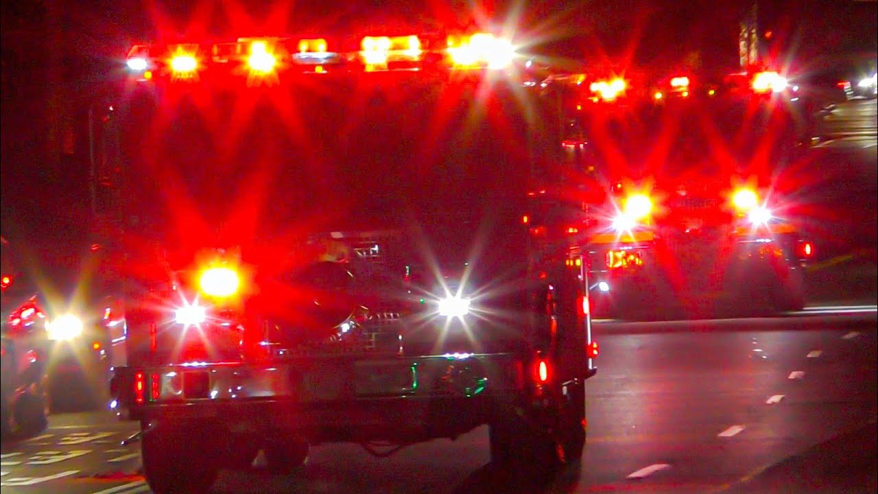 LACoFD Light Force 8 & Engine 8 Responding 