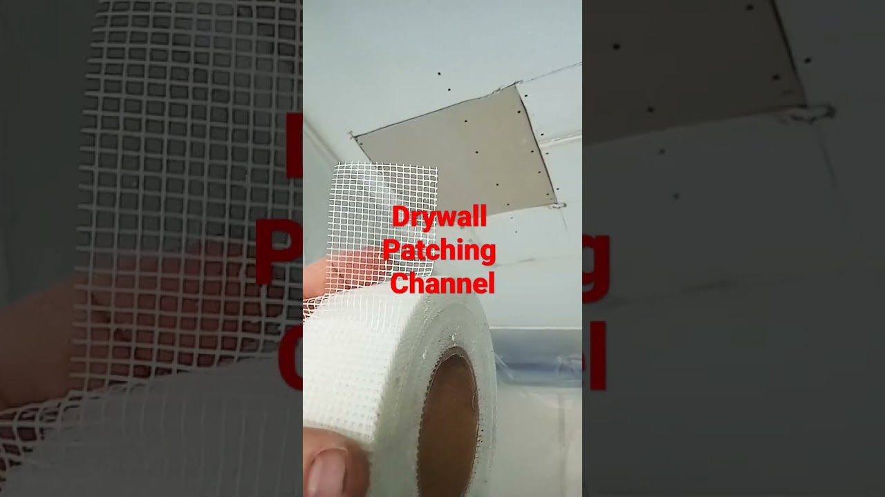 Fiberglass mesh tape ceiling patching process - sheetrock repair and texture process repair channel