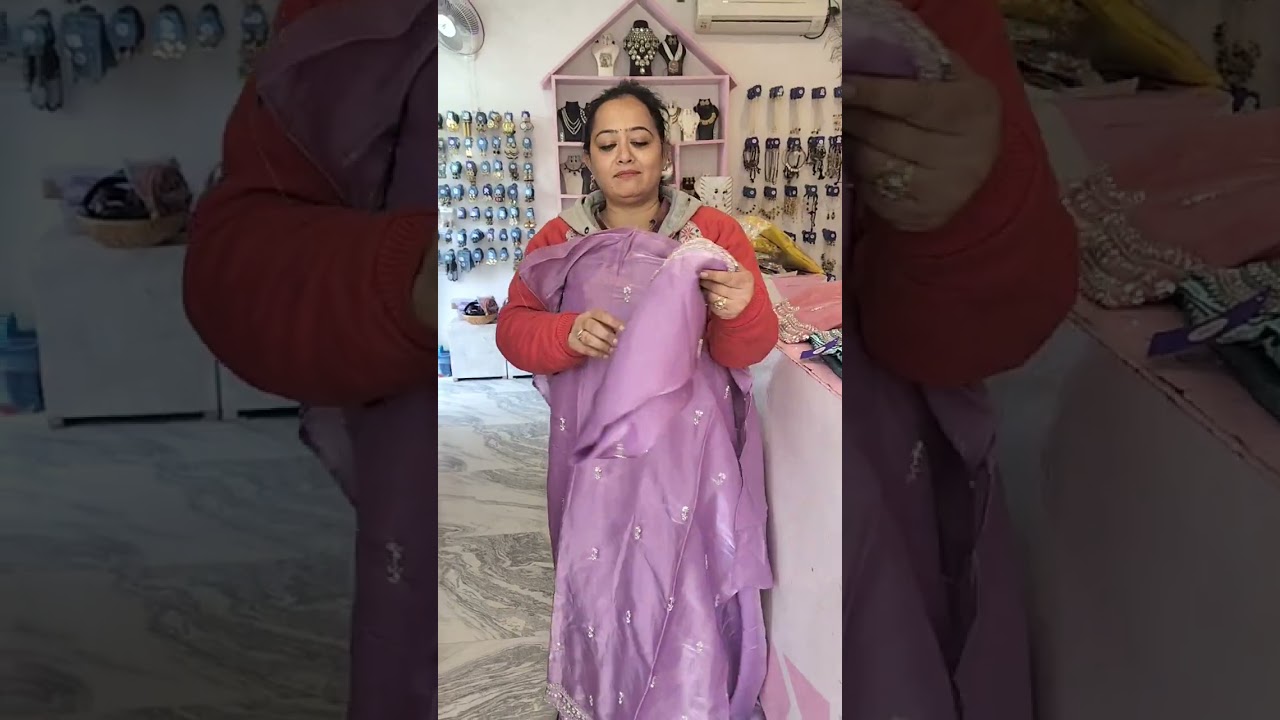 Glass organza unstitched suit 
