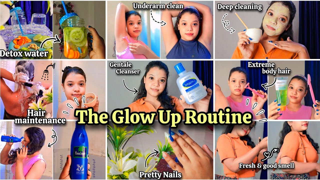 *The Glow Up Routine* 🍃💦🎀✨️ Skincare, haircare, body care, Nails !