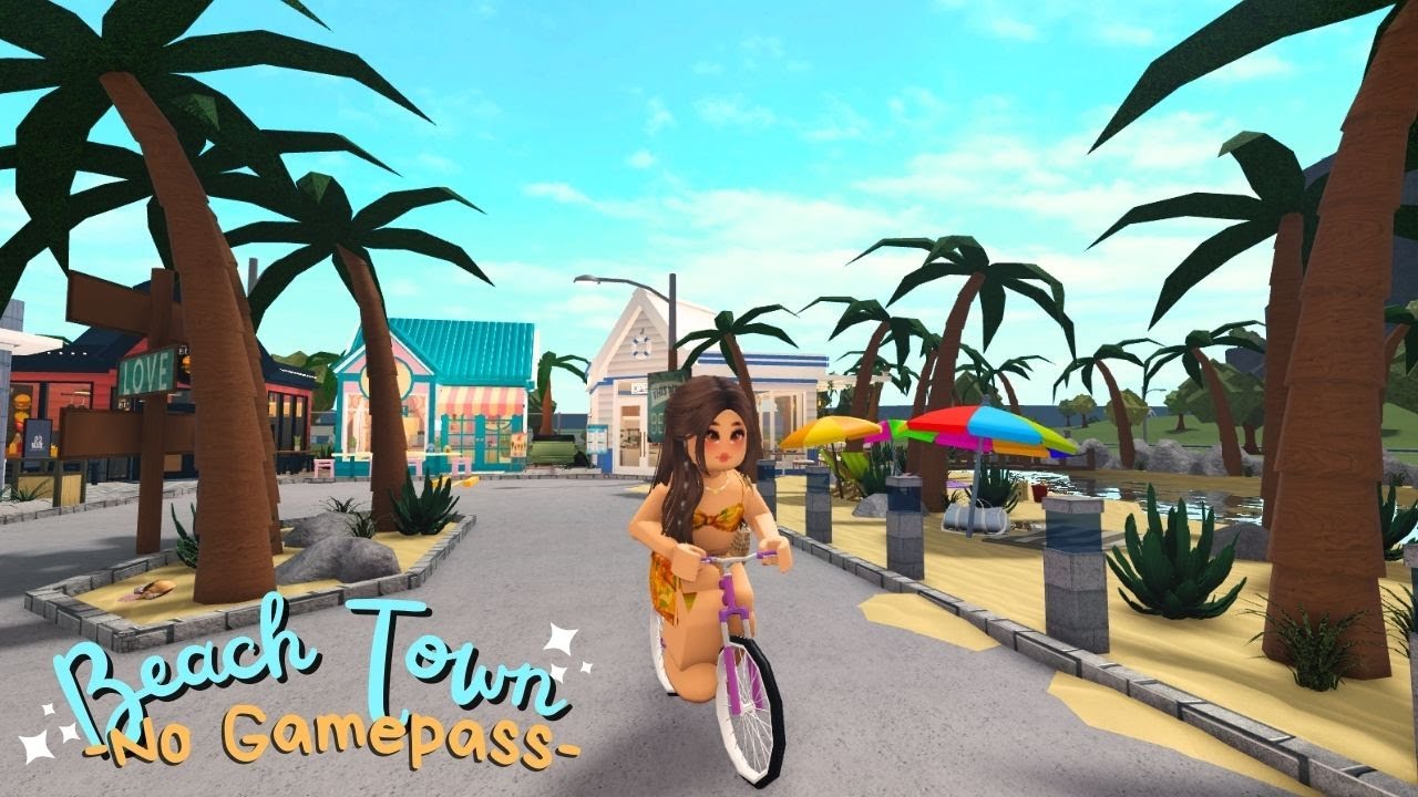 NO GAMEPASS 🌞🌴 BEACH TOWN FULL TOUR *SMALL PLOT* | BLOXBURG | Roblox
