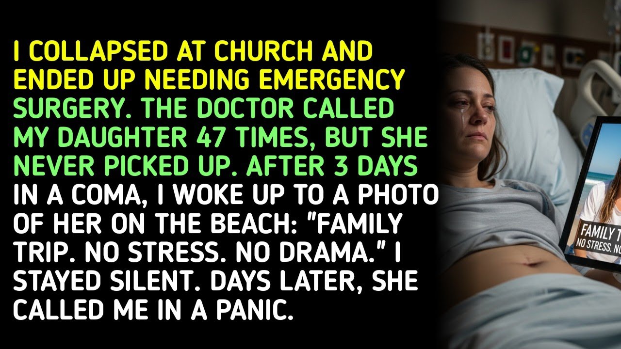 I COLLAPSED AT CHURCH AND ENDED UP NEEDING EMERGENCY SURGERY. THE DOCTOR CALLED MY DAUGHTER 47 TIMES