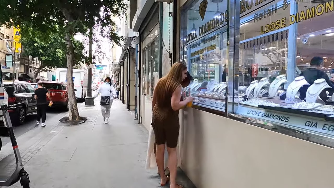 Downtown Los Angeles Jewelry District Walking Tour 【4K】 60fps
