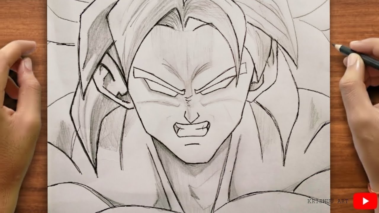 How to Draw Angry Goku Powering Up | Step-by-Step Anime Drawing Tutorial