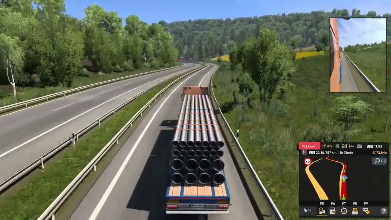 Euro Truck 歐卡之時速100還敢龜內線-薩爾斯堡-特拉沃明德963Km