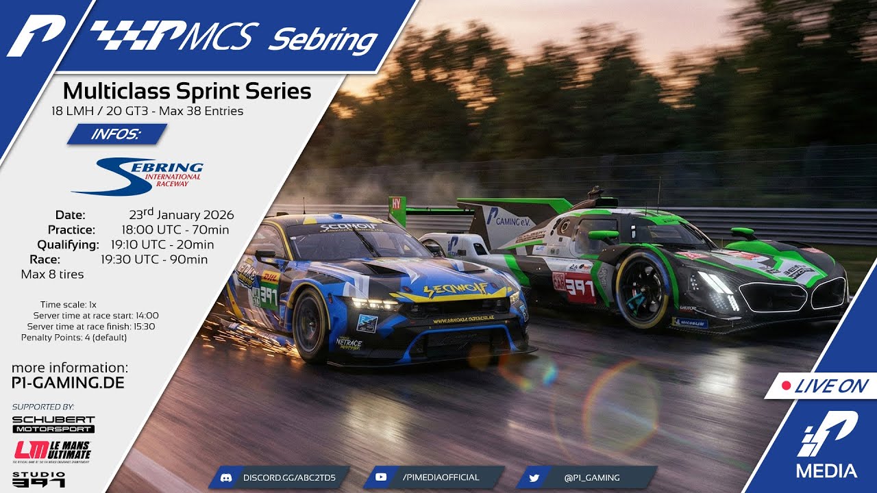 P1MCS Round 1 - Sebring  Multiclass Sprint | LMH vs LMGT3 – Traffic. Pace. Pressure.