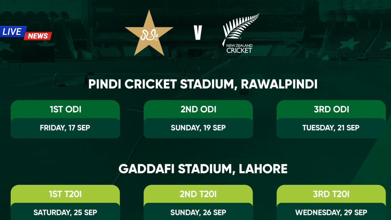 New Zealand tour of Pakistan 2021 schedule announced || Pakistan vs New Zealand 2021 || schedule ||