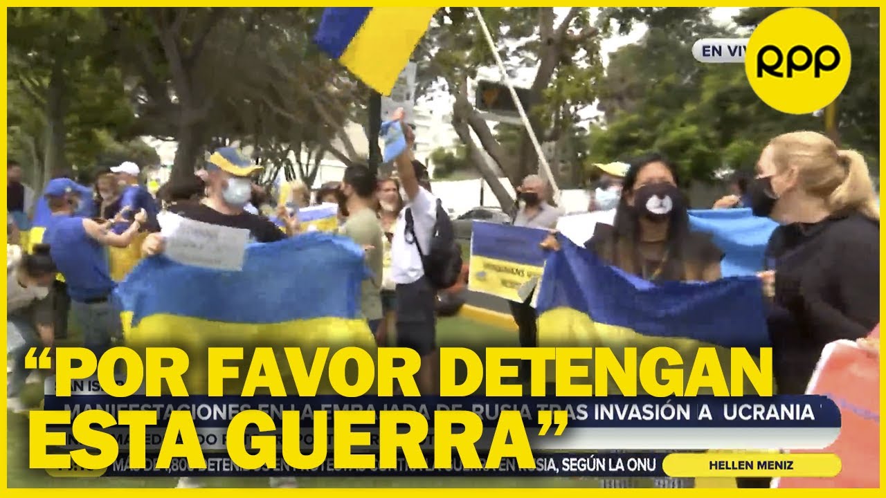 GUERRA EN UCRANIA | Ucranianos en Perú protestan afuera de la embajada rusa