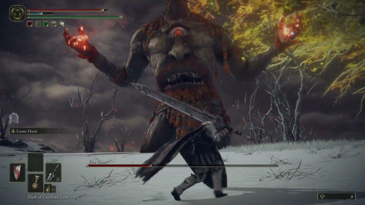 Elden Ring Fire Giant boss fight w/ strength build