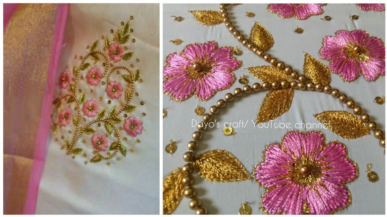 Aari work embroidery| flower filling stiches| butta design on chudidhar/ blouse/saree