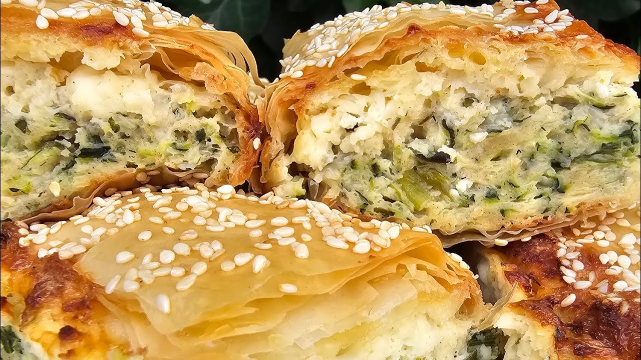Вкусна гръцка баница с тиквички и сирене Delicious Greek pie with zucchini and cheese  #баница