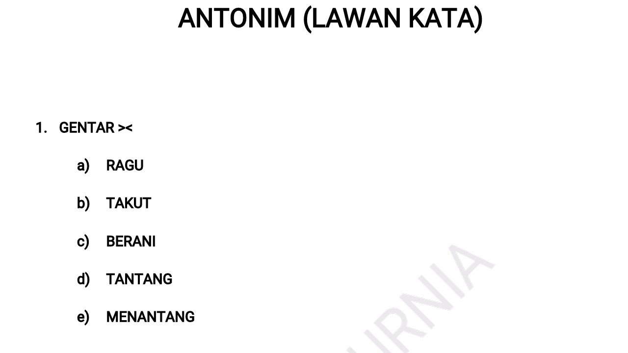 Soal tes Psikotes Antonim dan Beserta Pembahasannya