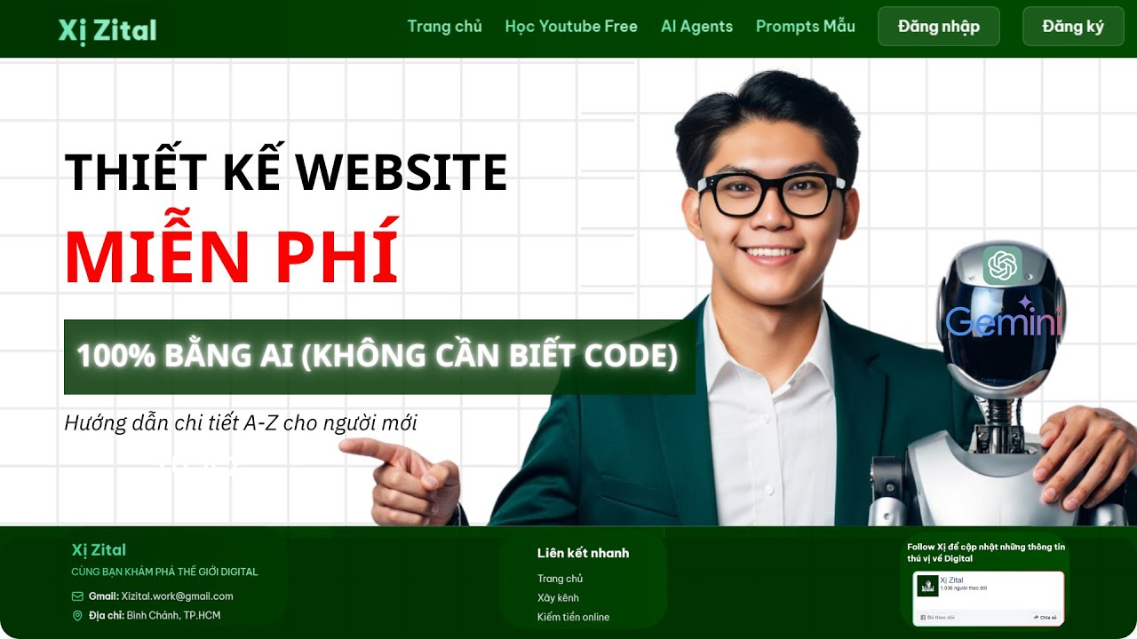 Thiết Kế Website MIỄN PHÍ Bằng AI Không Cần Code (A-Z Cho Người Mới 2026)