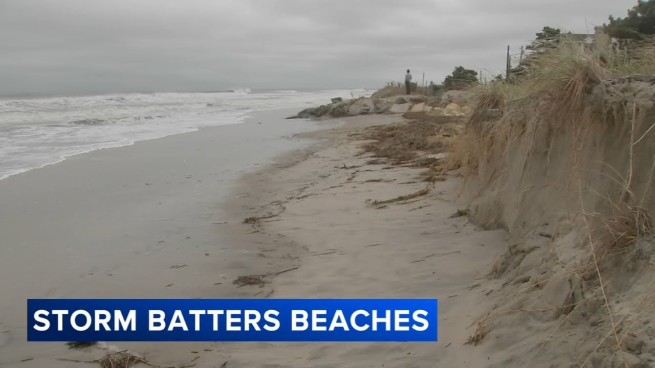 Coastal storm leaves behind beach erosion at the Jersey shore