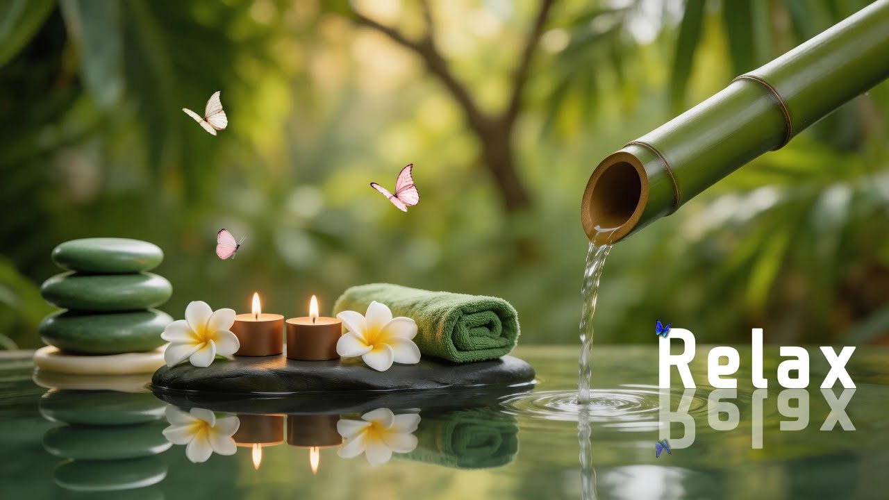 Relaxing Music + Bamboo Water Sounds 🌿 Ultimate Deep Sleep & Anxiety Relief Ambience - Nature Sounds