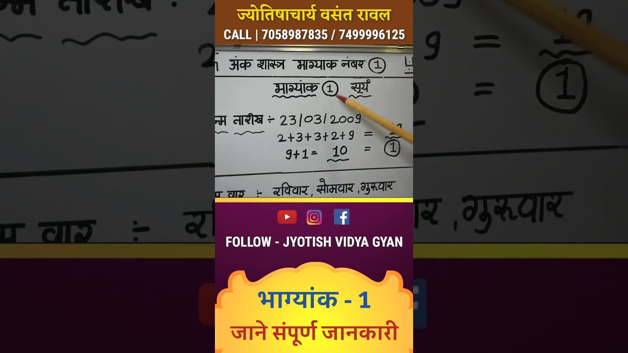 Bhagyank 1 #भाग्यांक १ वाले व्यक्ति ,भाग्यांक १ कैसे देखे ,भाग्यांक १ कैसे निकाले part 7