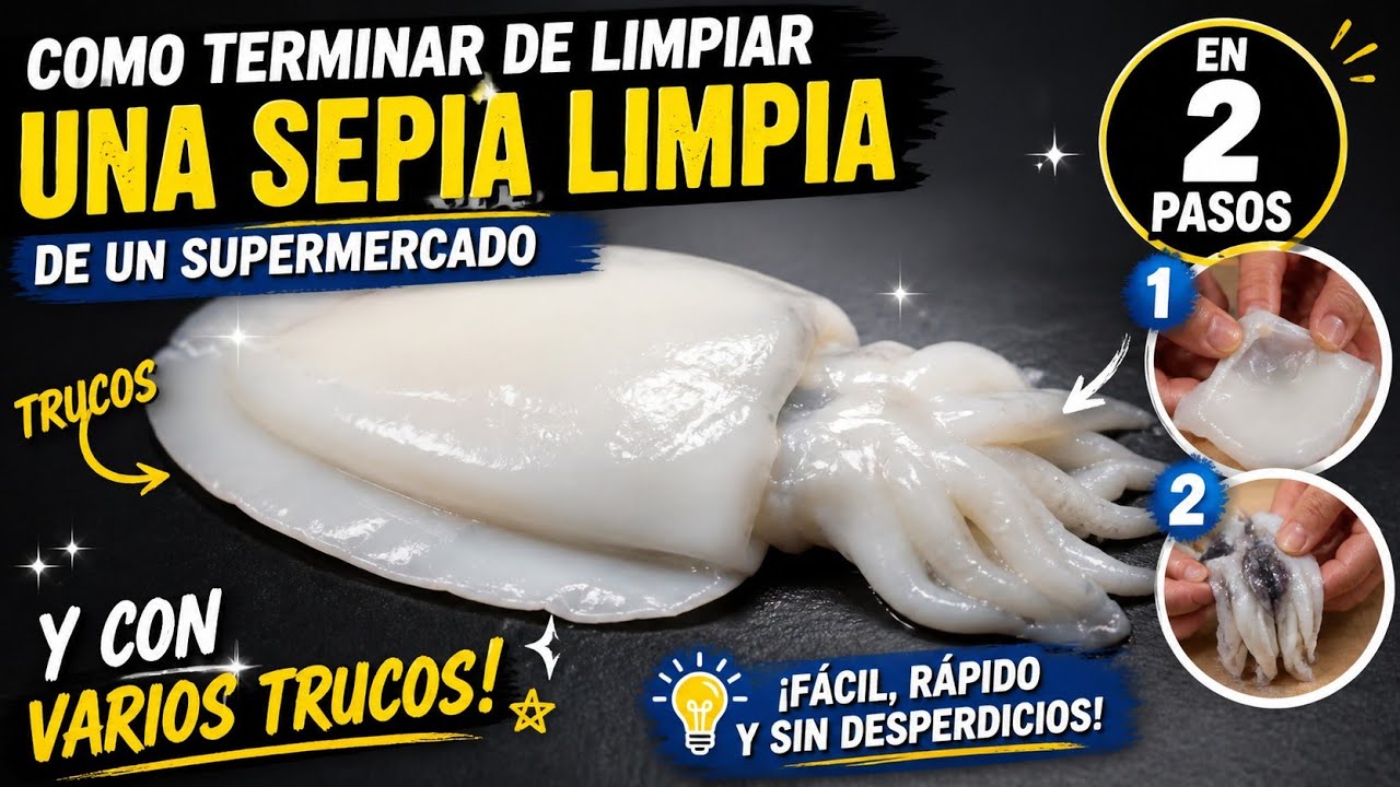 Como terminar de limpiar una sepia limpia de un supermercado. EN DOS PASOS Y CON VARIOS TRUCOS! 🔝✨