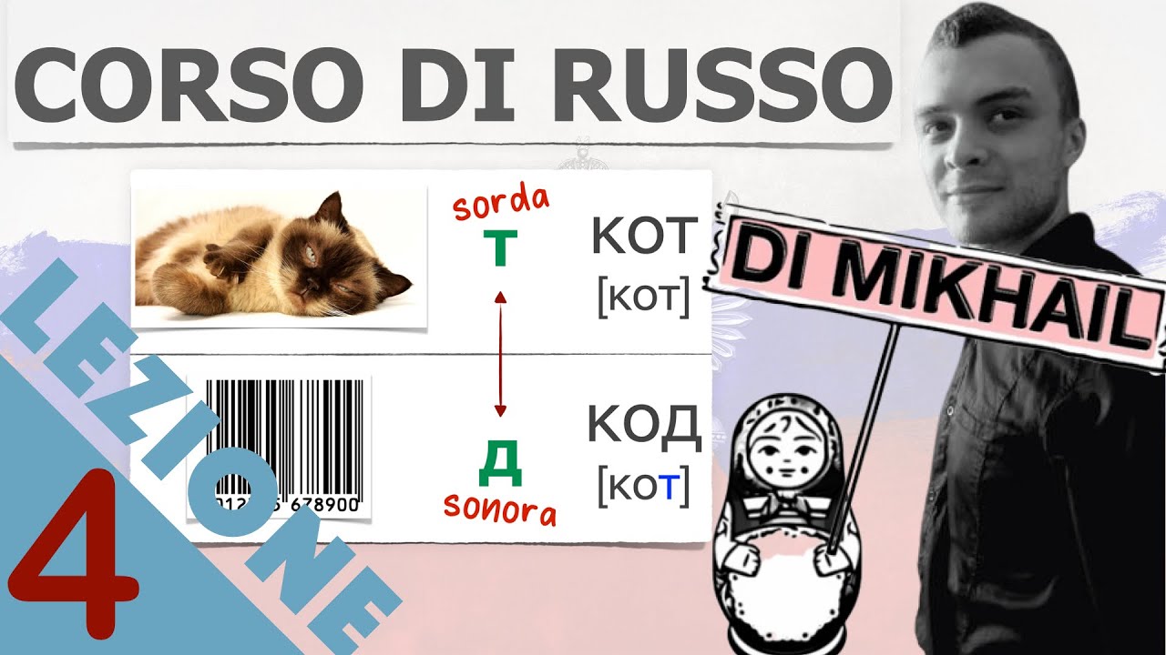 Russo Base Lezione 4 | Lettere Л, У, Ф | Cognomi russi | Consonanti sorde e sonore