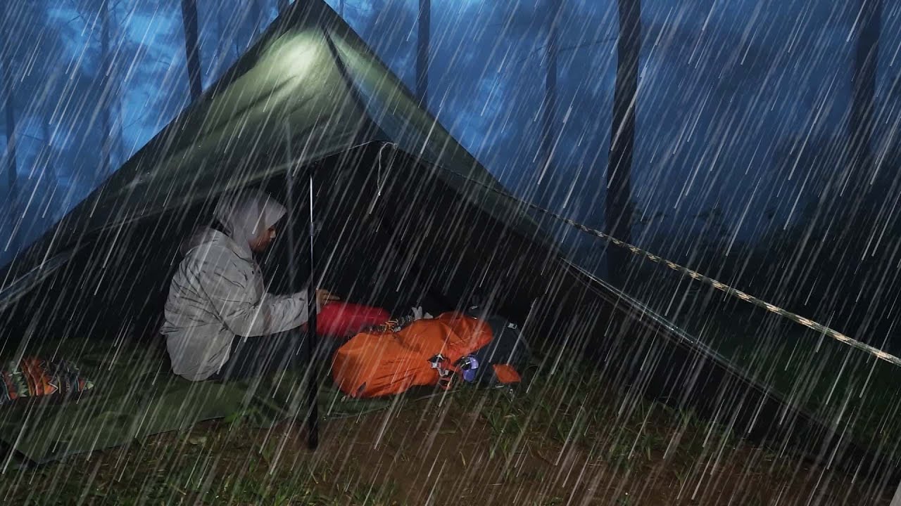 🔴 Camping in Heavy Rain & Thunderstorm ⛈️ Relaxing Rain Sounds for Sleeping 🌛