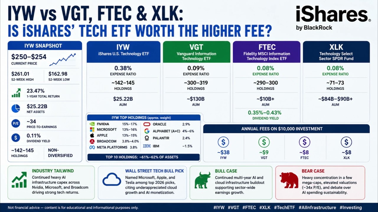IYW против VGT, FTEC и XLK: стоит ли технологический ETF от iShares более высокой комиссии?